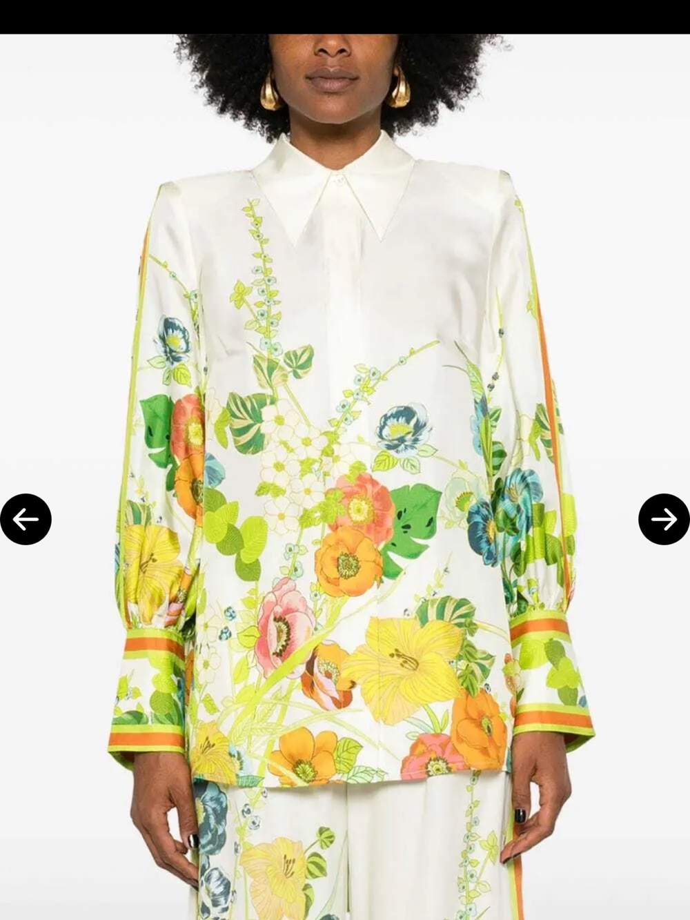Alemais Constance Back Ribbon-Tie Floral Silk Shirt